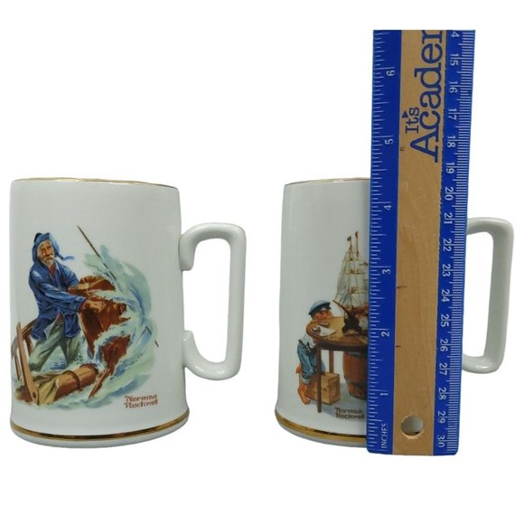 Vintage Norman Rockwell Coffee Cup 12 Oz Mugs Braving The Storm For a Good Boy - Picture 12 of 12